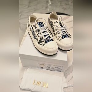Dior White Canvas Sneakers with Floral Pattern